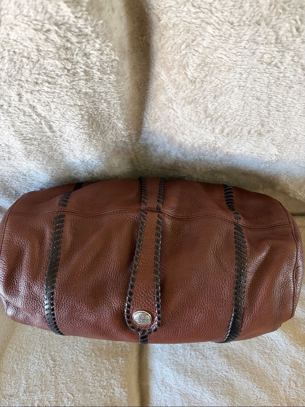 Vintage Brighton Braided Handle Brown Leather Shoulder Bag with Heart Charm - Picture 3 of 5